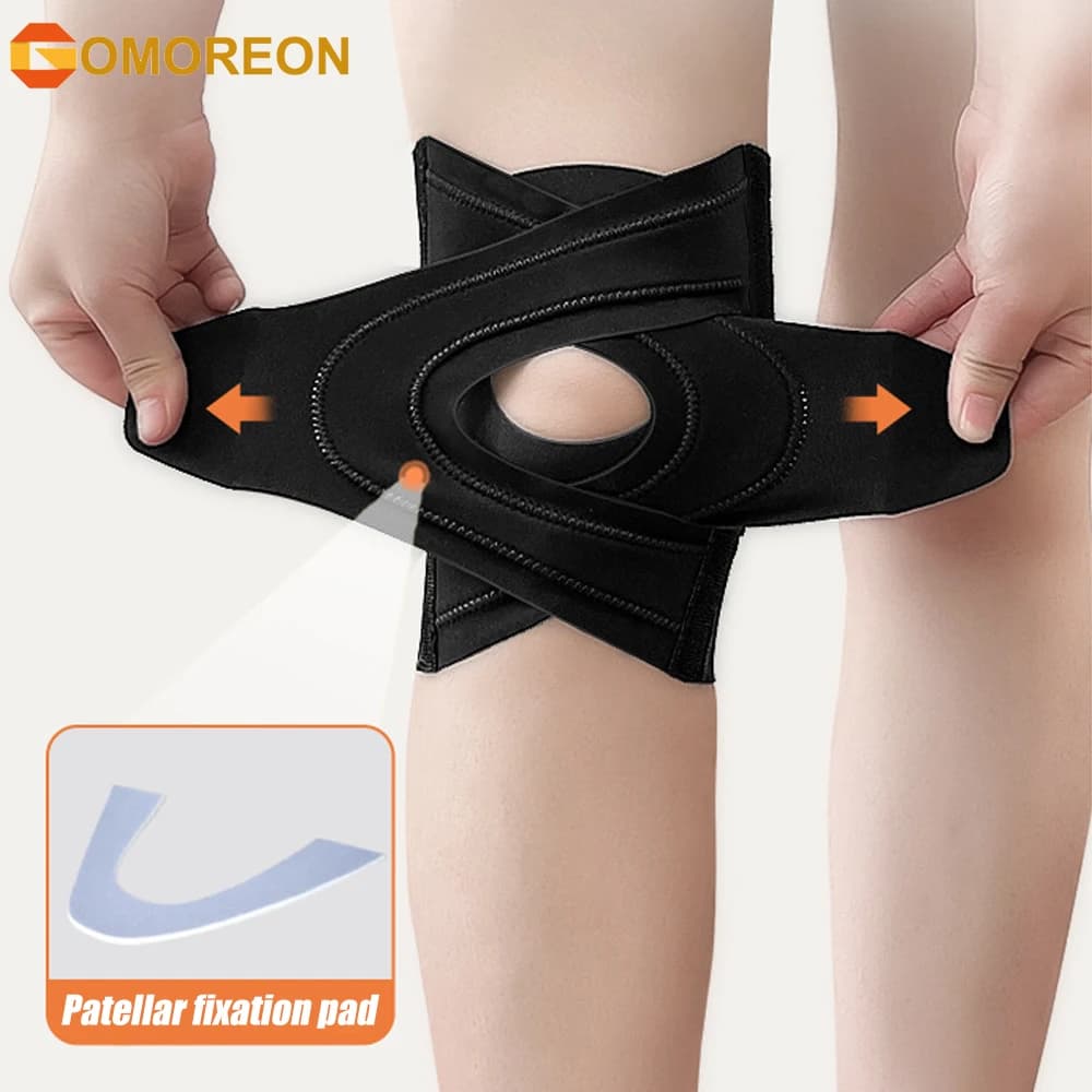 Ginocchiera, Fascia Compressiva per Ginocchio con Stabilizzatori Bilaterali, Supporto per Ginocchio per Lesioni al Menisco, Sollevamento Pesi, Dolore da Artrite