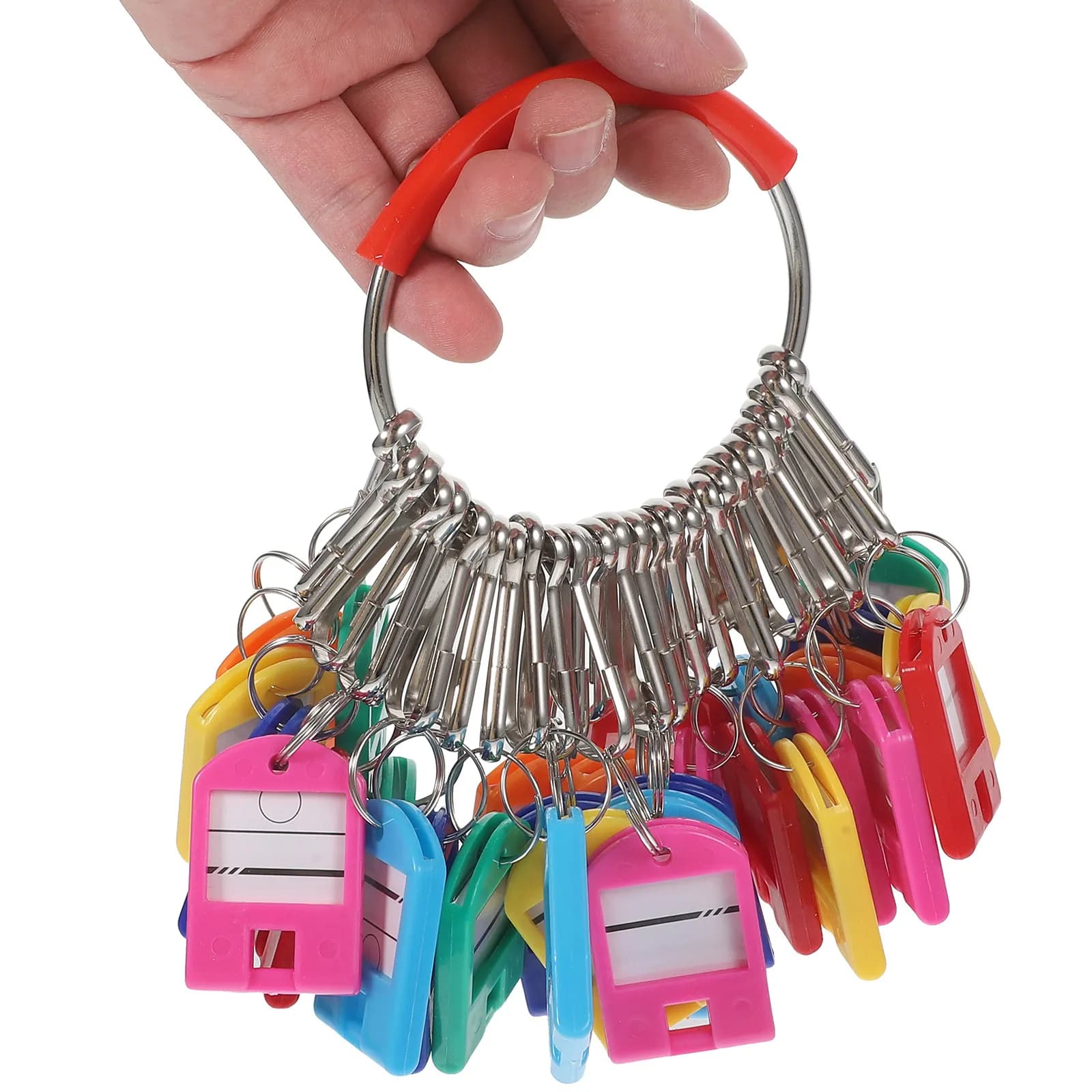 Set di 1 Portachiavi in Metallo per Gestione e Organizzazione Chiavi, Portatile, con Etichette per Classificazione e Braccialetti