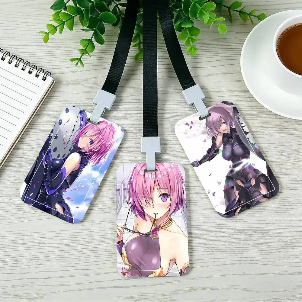 Porta Tessere Animato Mash Kyrielight del Gioco Fate Grand Order, con Cordino Nero, per Carte Studenti, Tessere Mensa e ID Campus
