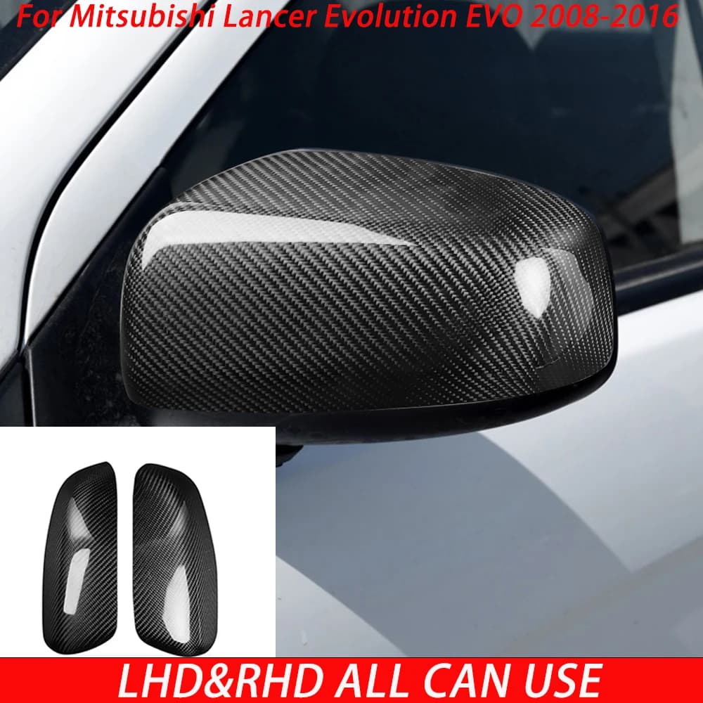For Mitsubishi Lancer Evolution EVO 2008-2016 Carbon Fiber Rearview Mirror Cover Decorative Car Exterior Modification Accessorie