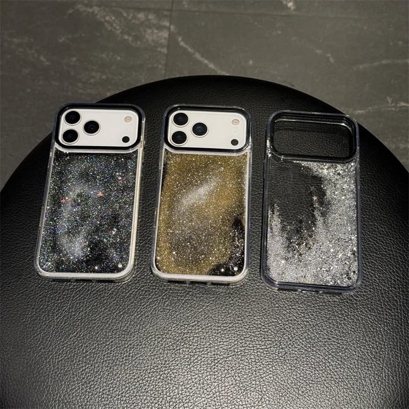 Custodia con sabbie mobili con glitter fluenti per iPhone 17 Pro Max Custodia lucida in polvere di sabbia mobile con guscio duro trasparente liquido dinamico Funda Coque