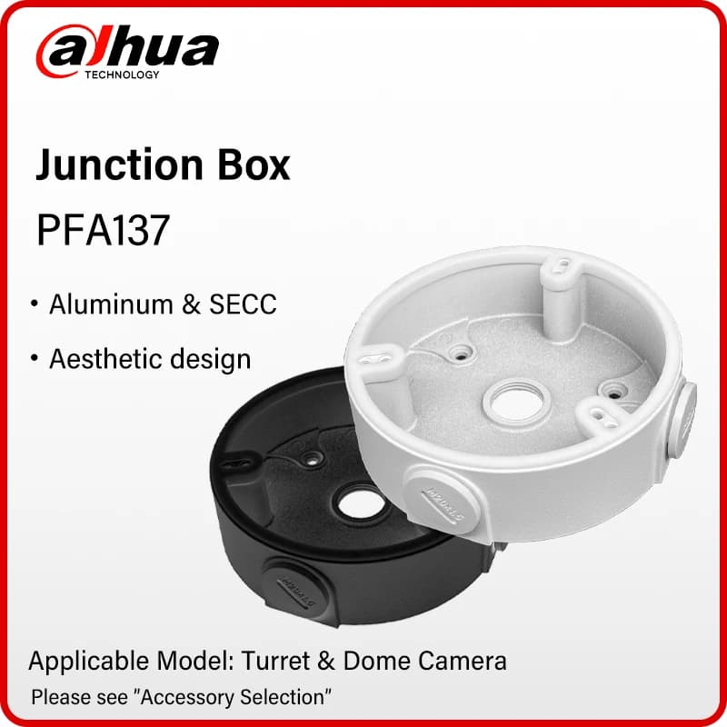 Dahua PFA137 Scatola di giunzione Staffa CCTV bianca e nera per telecamera a torretta dome HDW2849T-ZS-IL HDW3849H-AS-PV SD22404DB-GNY ecc...