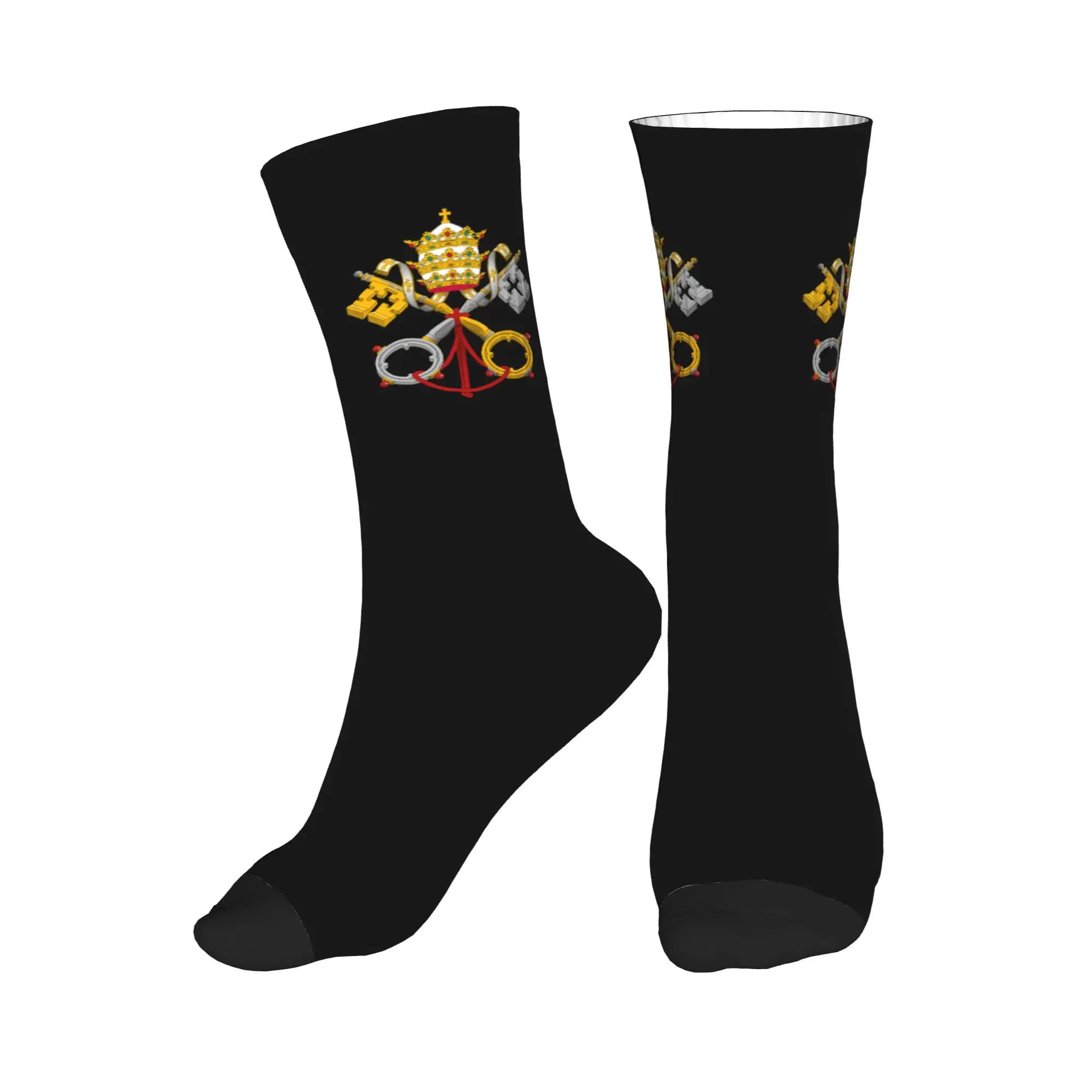 Calzini Kawaii St. Andrews Cross of the Vatican Flag da donna e da uomo, caldi, con stampa 3D, calzini sportivi da basket con chiavi incrociate