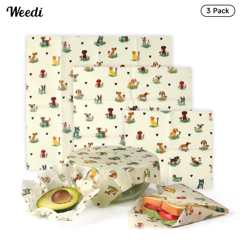 Weedi 6 Packs(2S, 2M, 2L) Reusable Beeswax Wraps For Homemade Sourdough Bread, Fresh Keeping Sustainable Beeswax Food Wrap
