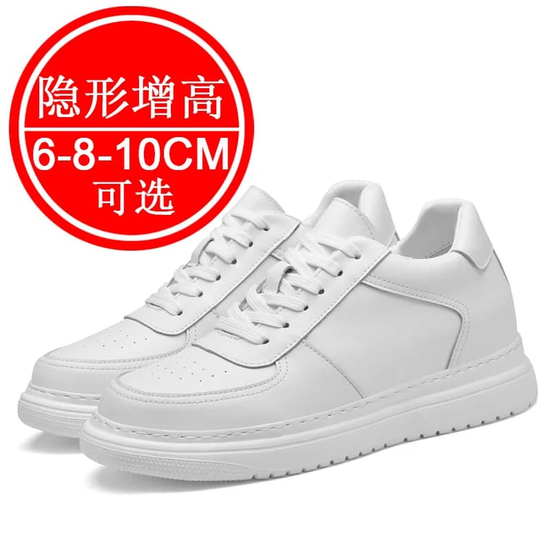 New thick-soled invisible height-increasing shoes with 8cm height increase, made of genuine leather and featuring breathability.