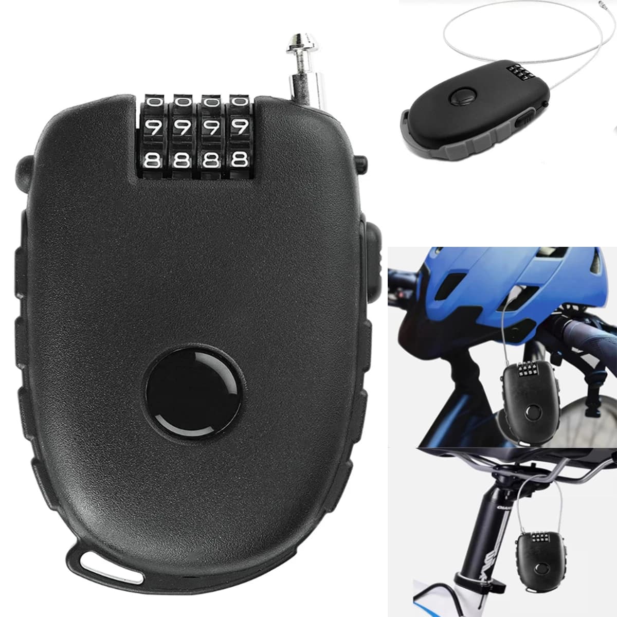 Bicycle helmet lock Mini cable with code Portable cycling lock Motorcycle helmet Travel bag Backpack Password lock for snowboard