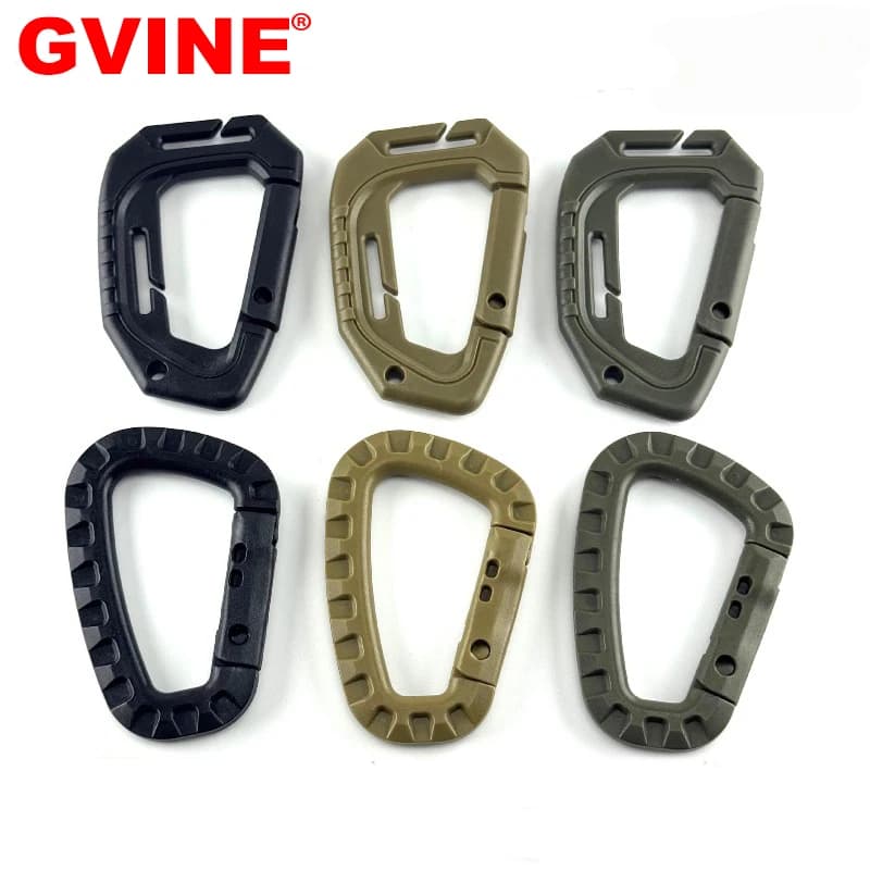 2 Pcs Lightweight Large Plastic D-Ring Carabiner Clip Tactical Backpack Keychain Buckle Outdoor Hiking D-Shape Hook Hanger