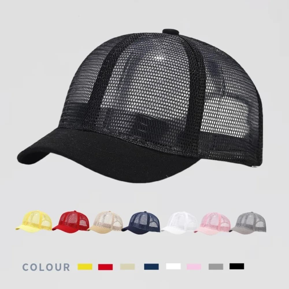 Short-sleeved casual baseball cap Berretto with breathable quick drying visor Slim mesh sun hat for woman