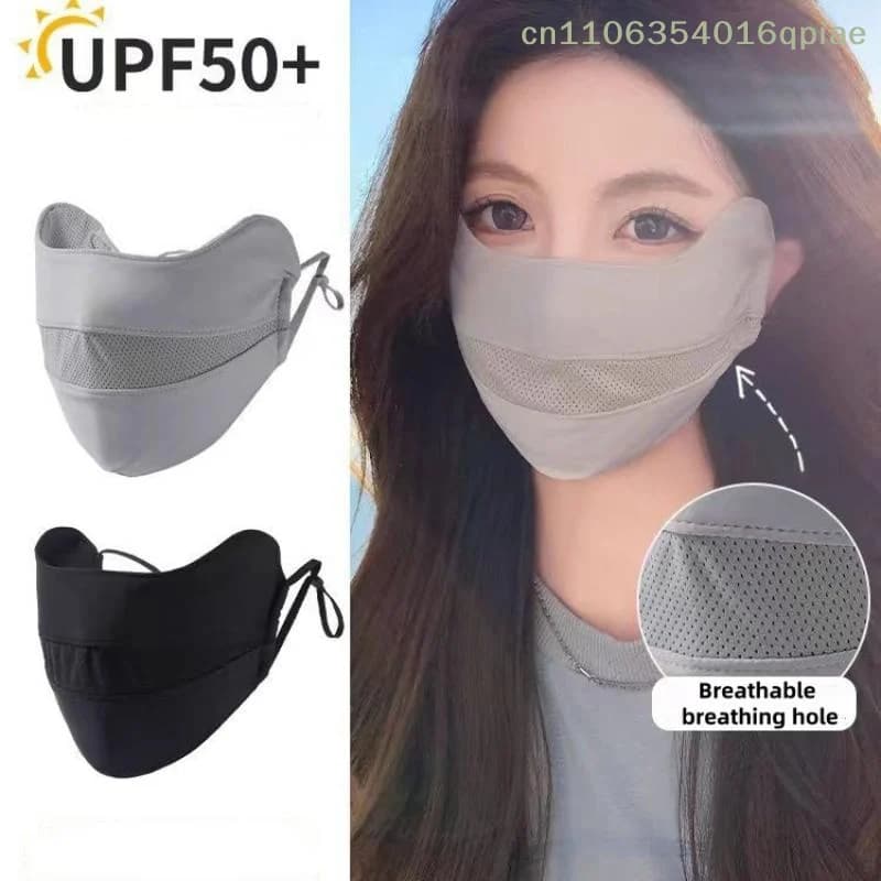 （Summer4）Breathable Ice Silk Mask Anti-UV Dustproof Sunscreen Mask Washable Face Cover Protect The Corners Of The Eyes