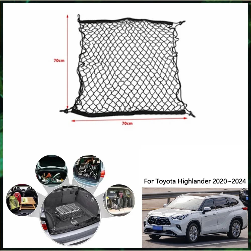 Per Toyota Highlander Kluger XU70 MK4 2020 ~ 2024 2021 2022 2023 Bagagliaio di un'auto Net Accessori Interni Bagagli Cargo Organizer Auto