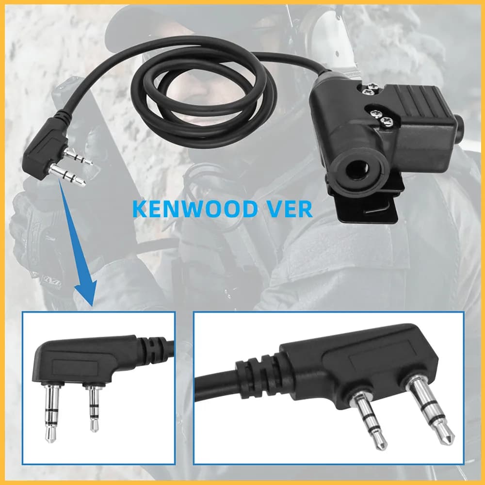 Adattatore militare tattico U94 PTT Kenwood Plug per Pelto Comta/SordinTactical auricolare caccia e tiro Baofeng UV-5R VU82Radio
