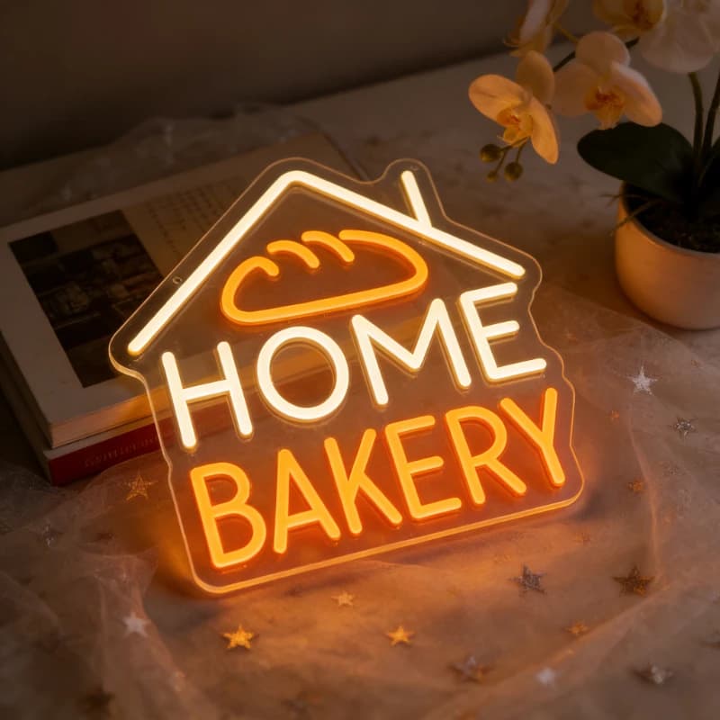 Insegna al Neon LED 'HOME BAKERY' per Casa, Cucina, Ristorante, Bar, Decorazione Murale, Illuminazione per Atmosfera Romantica e Accogliente