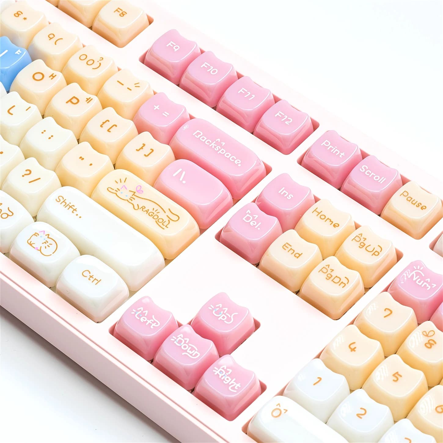Set di Tasti Carini a Forma di Gatto Rosa 148 Pezzi, Keycaps Kawaii in PBT per Tastiera Meccanica da Ragazza, Decorazione Personalizzata Fai-da-Te