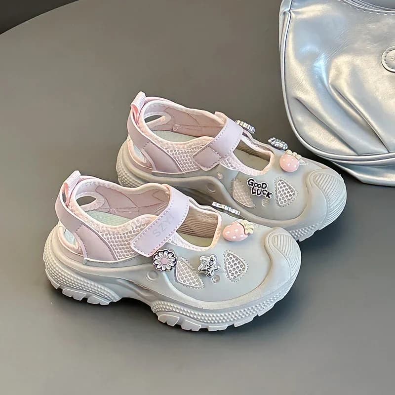 Hollow Mesh Kids Running Shoes Summer Light Soft Sole Anti-slip Anti-wear Comfort Footwear for Daily Exercise