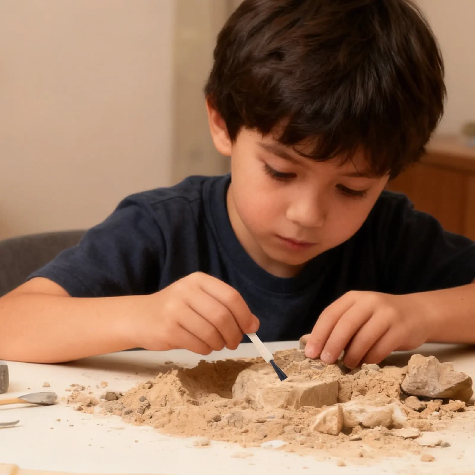 Set di 50 Mini Attrezzi per Scavo per Bambini - Kit Archeologico con Spazzola e Scalpello - Set di Scoperta Dinosauri e Gemme per Bambini