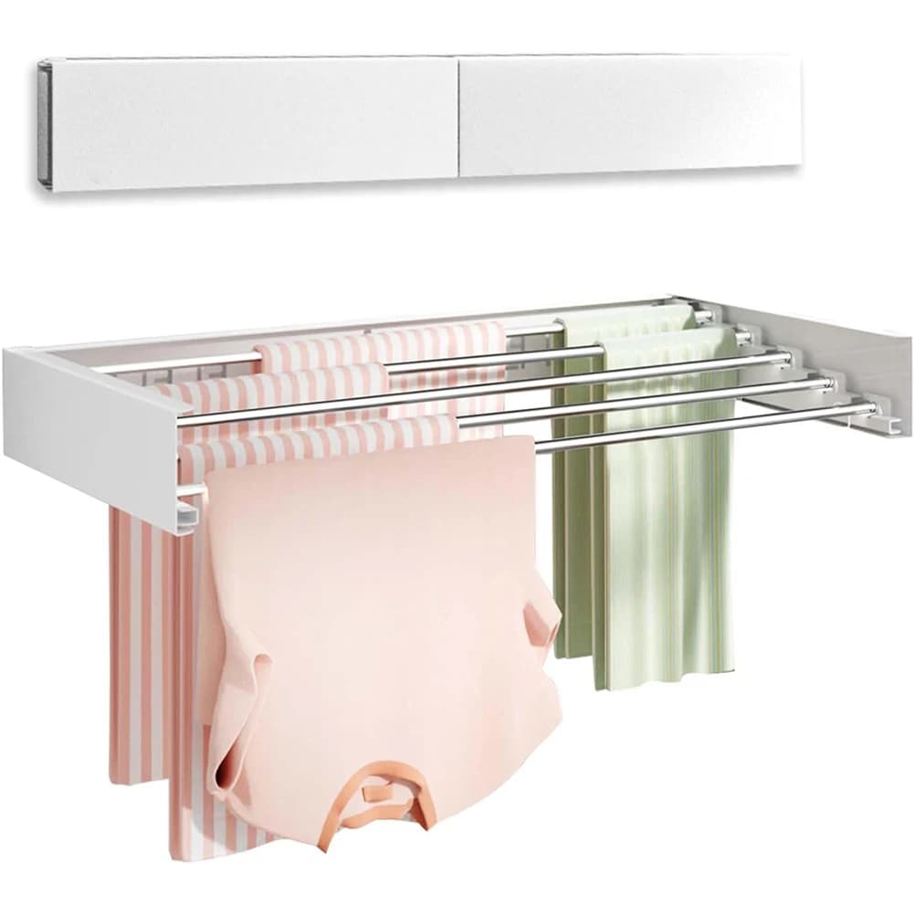 Folding Clothes Hanger Stainless Steel Laundry Drying Rack Wall Mount Travel Indoor Balcony Towel Bar Collapsible Drying Rack