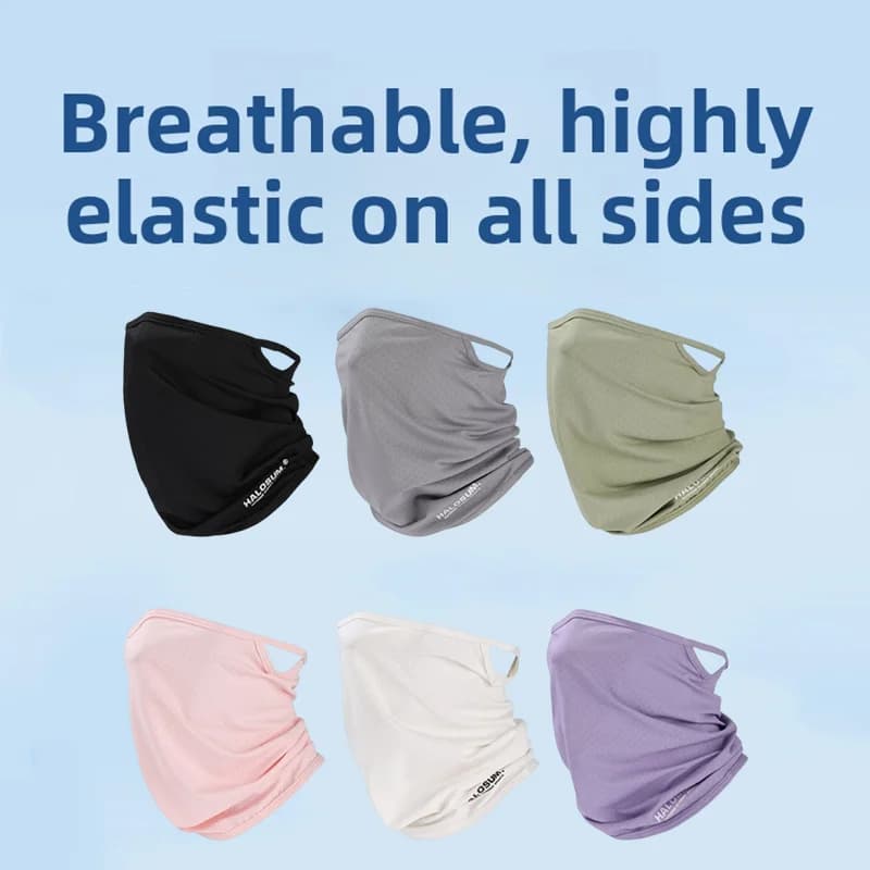 Breathable Ice Silk Mask, Full Cover of Anti-UV Face, Cycling Mask with Elastic for Eyelets, Bandana, Anti-dust Scaldacollo for Hiking and Fishing