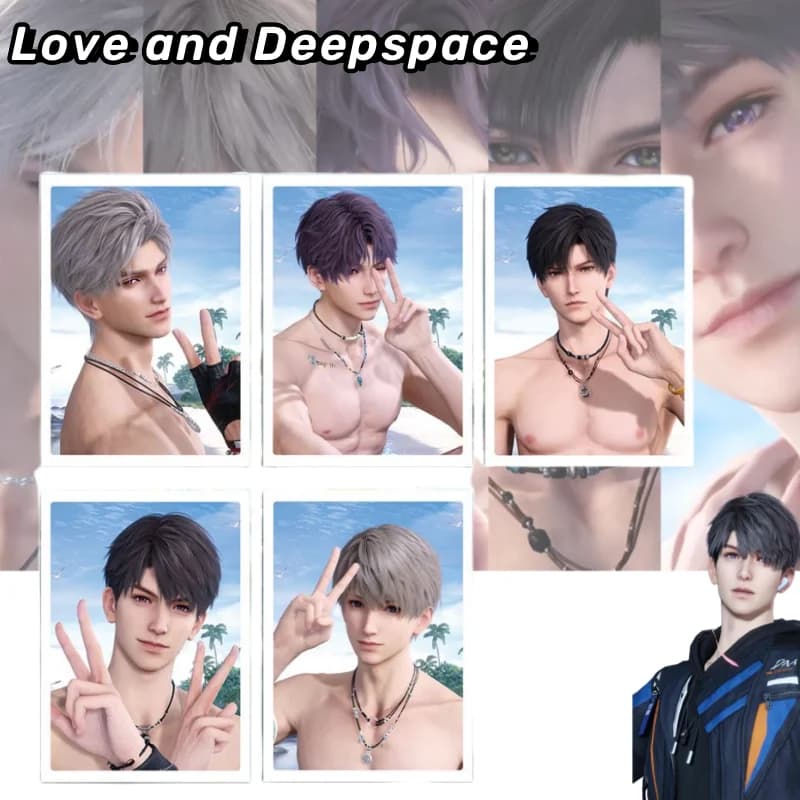 Love and Deepspace Sylus Caleb Xavier Gioco 2D Periferico Creativo Cartoon Summer Series Polaroid Carta da collezione Regalo di festa