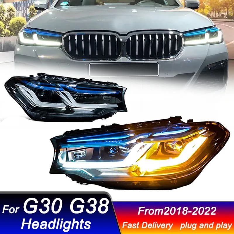 Car styling Fari per BMW serie 5 G30 G38 2018-2022 full LED DRL Segnale dinamico Lampada frontale Bi Xenon Fascio Faro Accemblaggio