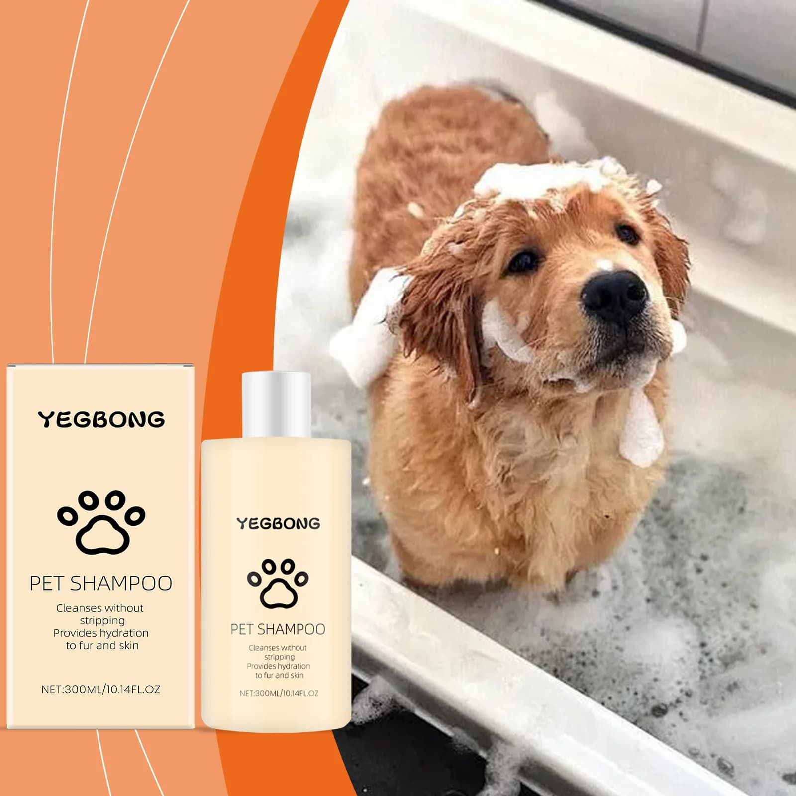 YEGBONG Shampoo da bagno per animali domestici Pulizia profonda dello sporco Elimina gli odori Fragranza a lunga durata Nutriente Pelliccia Idratante Gel doccia per cani
