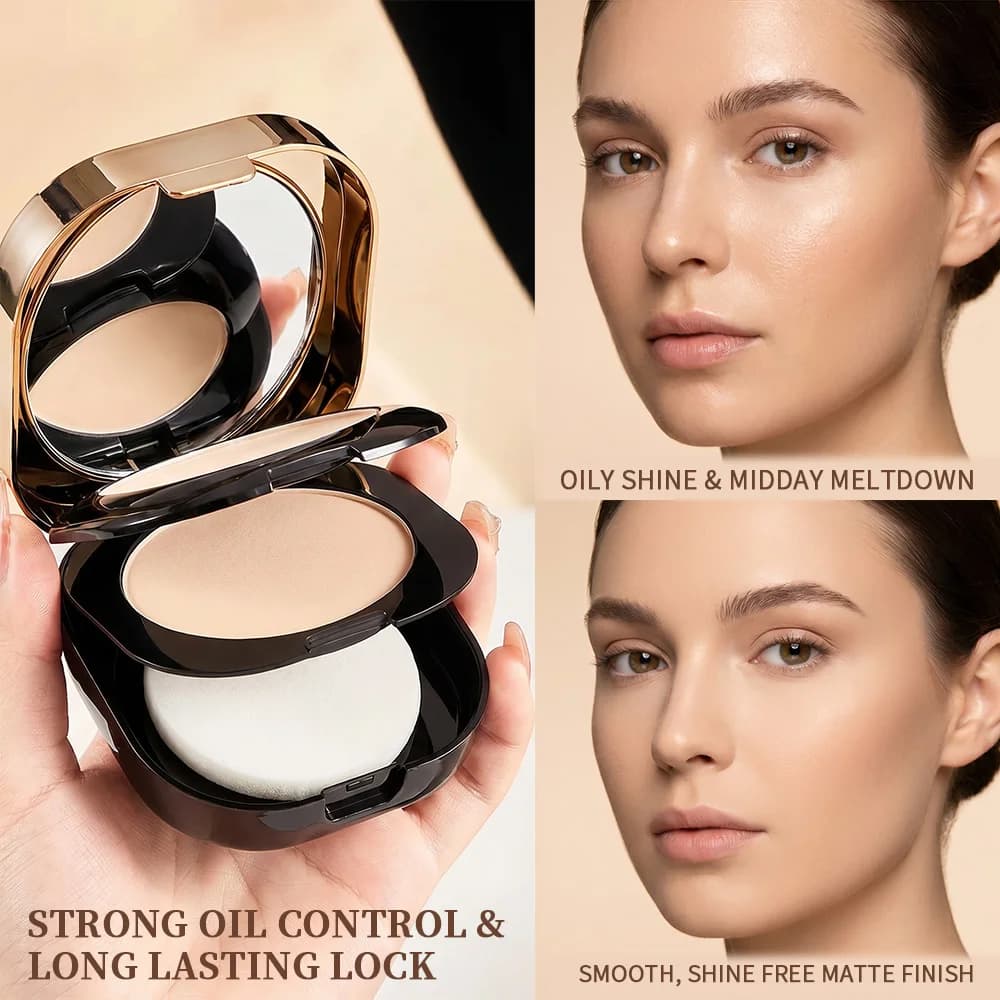 Polvere Compatta al Collagene a Doppio Strato, Controllo dell'Olio, Finitura Opaca, Lunga Durata, Trucco Viso, Contorno e Illuminante per la Bellezza Quotidiana delle Donne