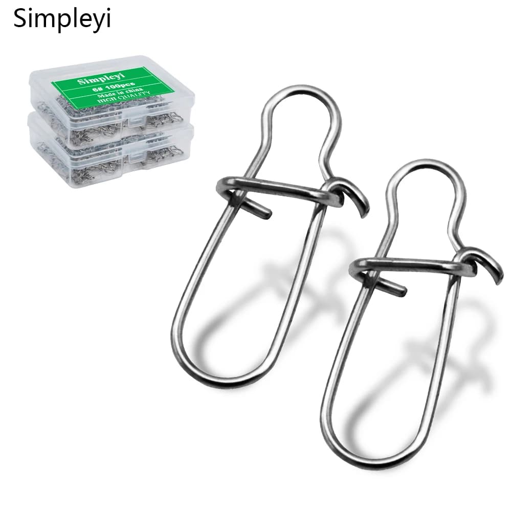 50/100 pcs/box Fishing Snap Safety Stainless Steel Connectors Fast Shoe Pins Arnese Fishing Hooks Snap Ring Tool