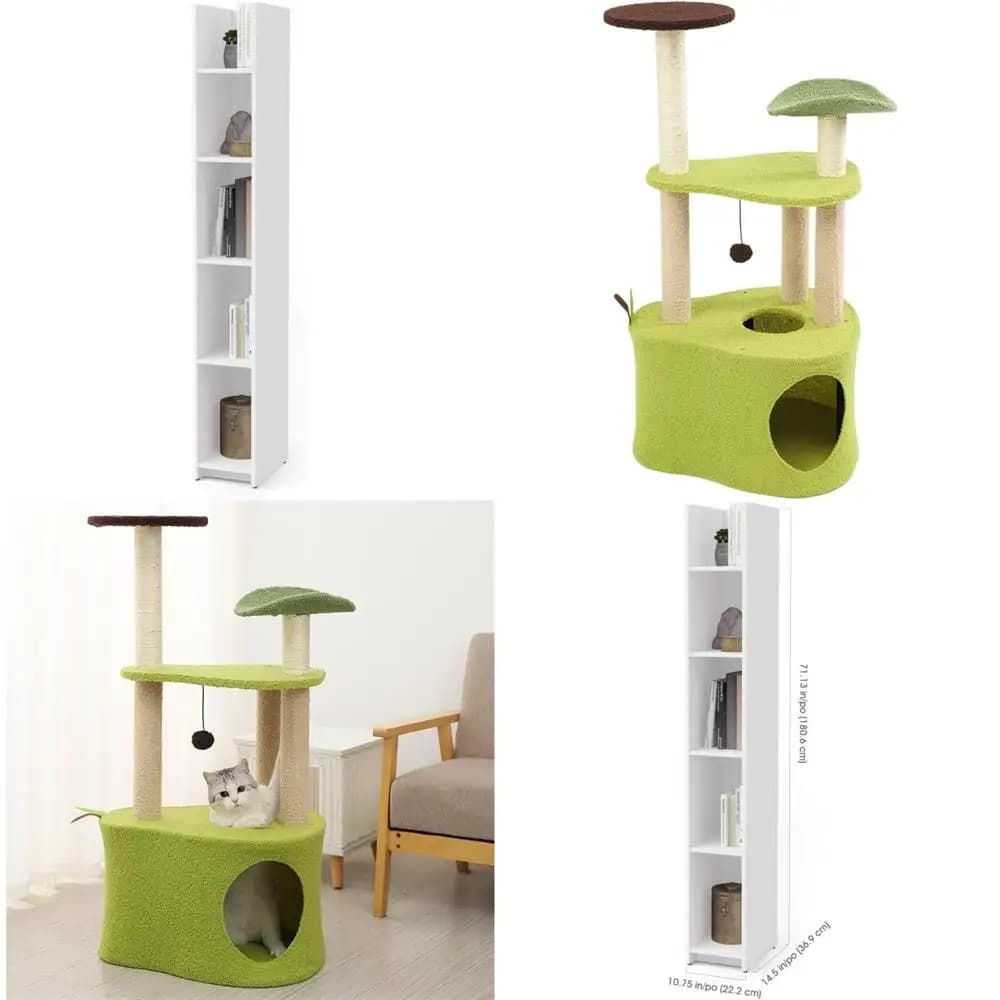 Torre per gatti verde avocado per interni con comodo posatoio e tiragraffi in sisal, 45 cm x 83 cm