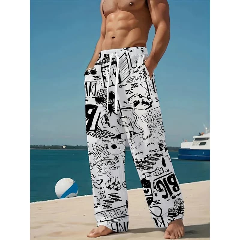 Pantaloni casual alla moda estiva da uomo Stampa cartoon 3D Elastico con coulisse in vita Comfort traspirante Adatto per attività all'aperto