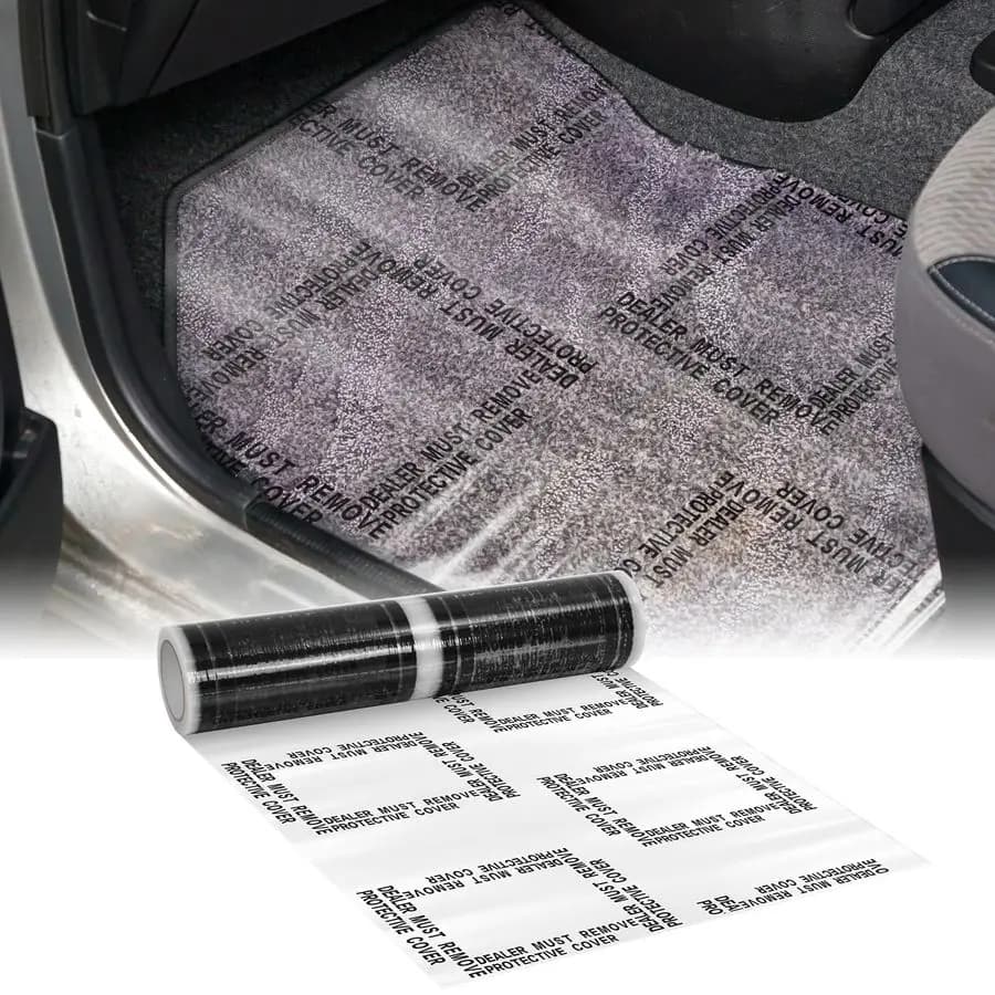 4 mil self-adhesive plastic mat, 21 x 200, car care products, carpet protective film, self-adhesive mat roll, perforated, professional