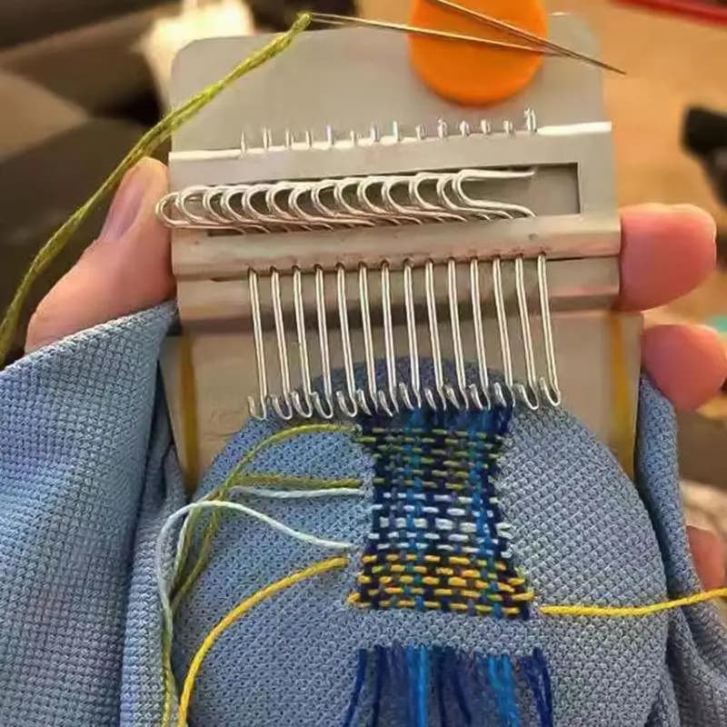 Strumenti tessili Rammendo Jeans Vestiti Telaio piccolo in legno Divertente telaio per rammendo Tipo Speedweve Strumento per tessere Macchina per rammendo Telaio