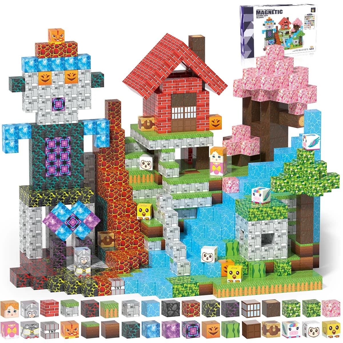 Blocchi Magnetici da Costruzione, Cubi Magnetici Fai-da-Te, Giocattoli Educativi Montessori STEM, Giochi Sensoriali per Bambini dai 3 Anni in Su, Regalo per Ragazzi e Ragazze