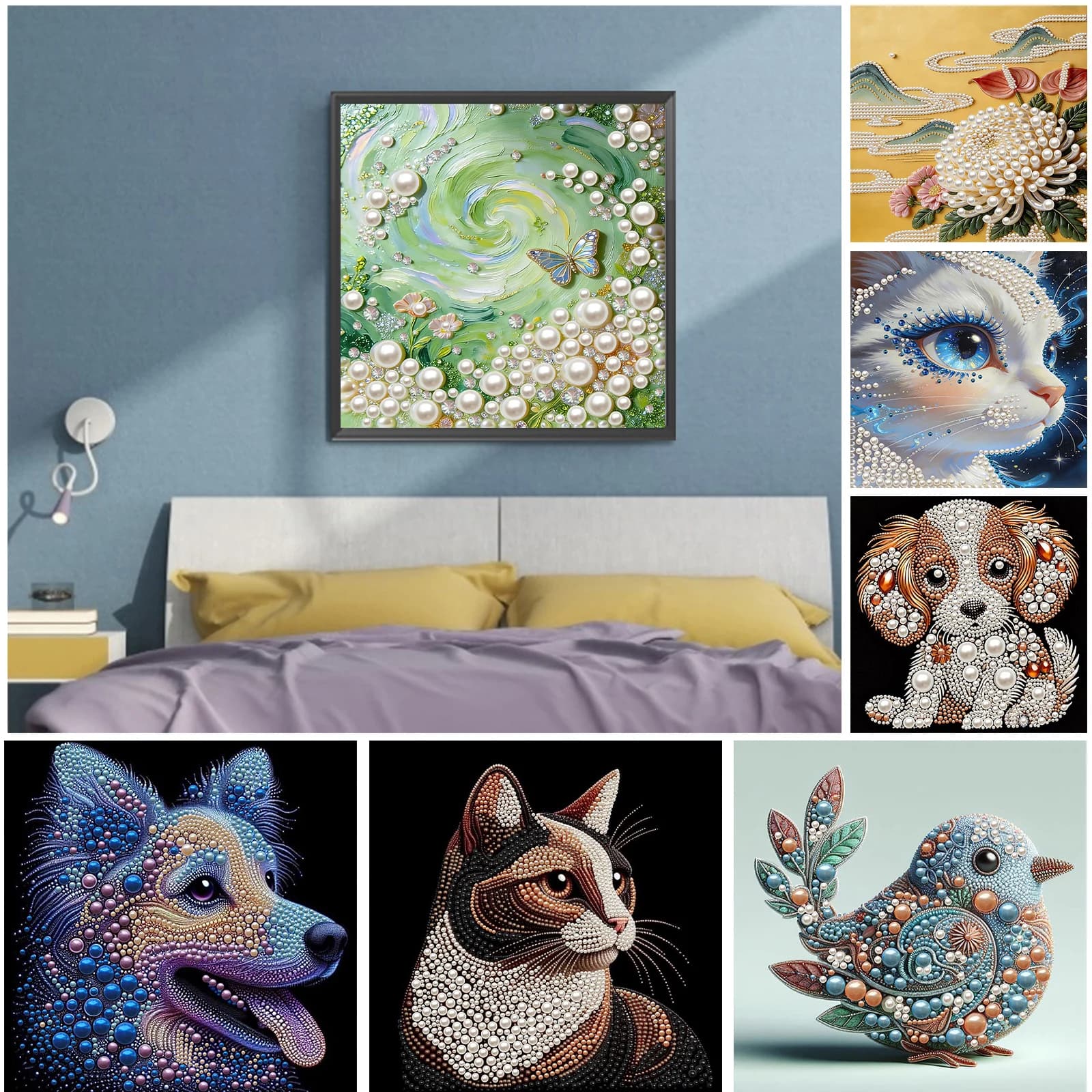 Kit Artistici Fai-da-Te per Pittura con Perle con Cornice 30x30cm, Quadri con Perle e Gemme, Arte e Artigianato per Adulti e Principianti, Decorazione Murale per Casa