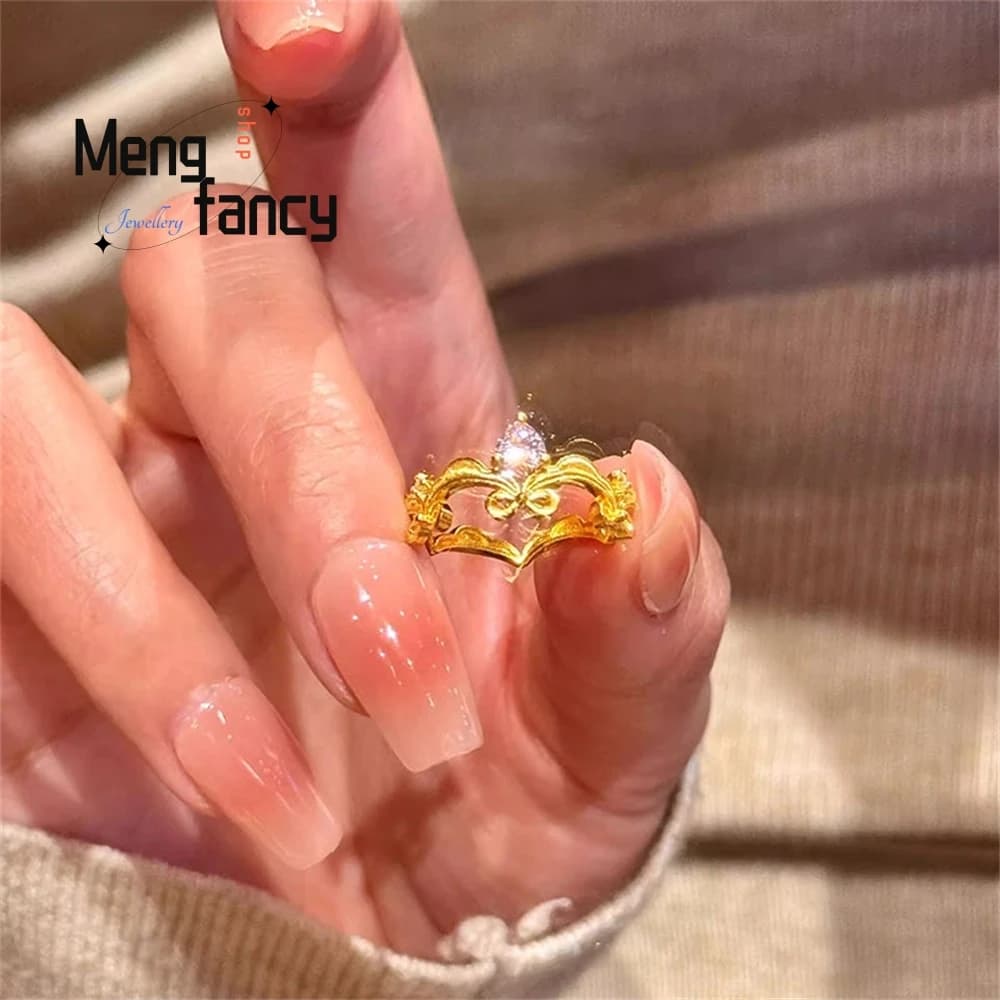 Anello con fiocco da principessa Unico semplice leggero Lusso Versatile e dolce Gioielli di moda a forma di cuore per ragazza Squisito ed elegante La migliore vendita