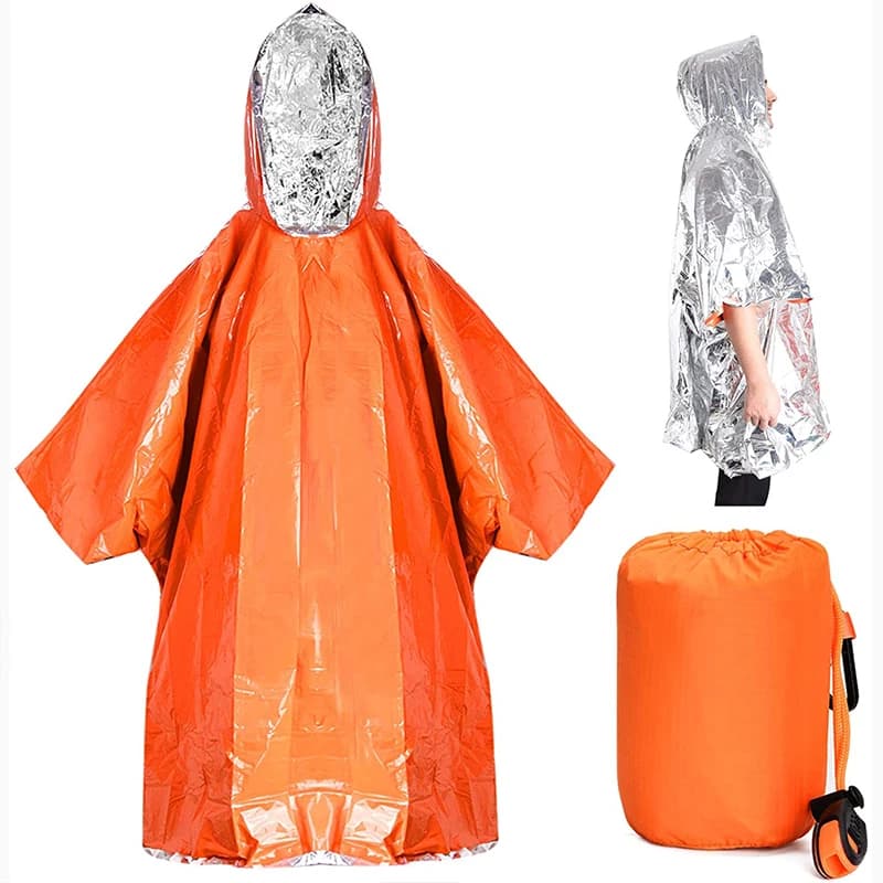 Sopravvivenza di emergenza pioggia Poncho caldo sopravvivenza termica coperta spaziale impermeabile termico riflettente di calore impermeabile per l'escursionismo in campeggio