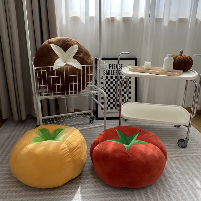 Cuscino addensato con cuscino a forma di pomodoro Cuscino rotondo per verdure, funghi, cachi, per cuscini per sedili da finestra per camera da letto