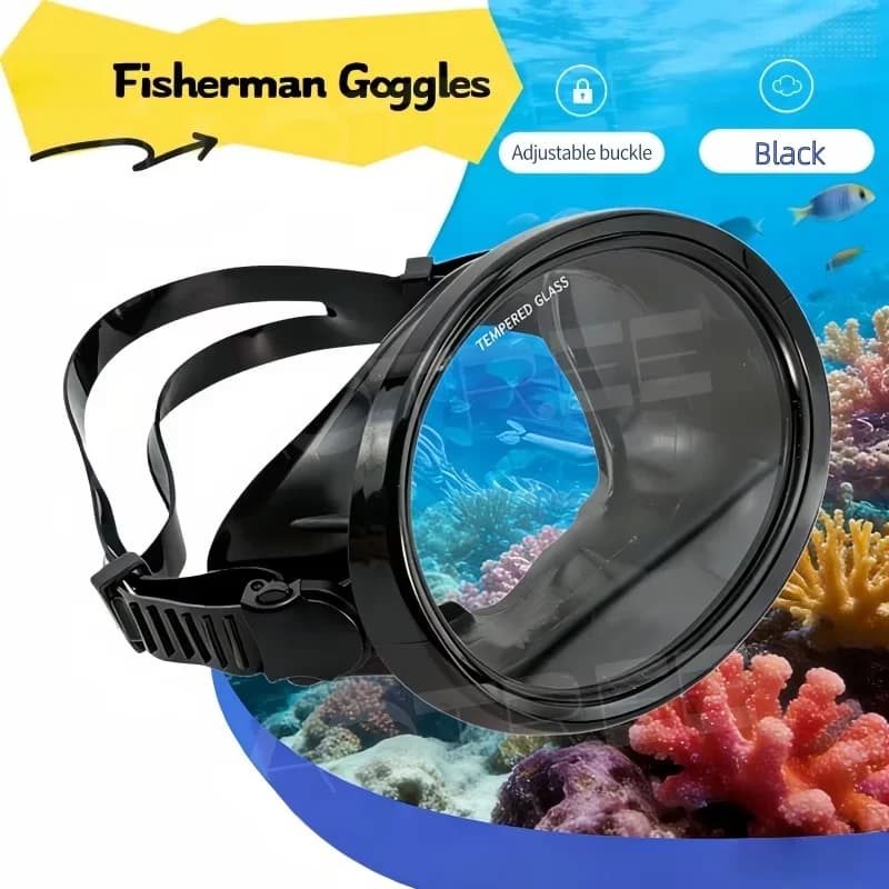 XIAOTREE Tempered Glass Fisherman's Eyes, Waterproof Underwater Mask Adjustable Anti-fog for Snorkeling and Apnea