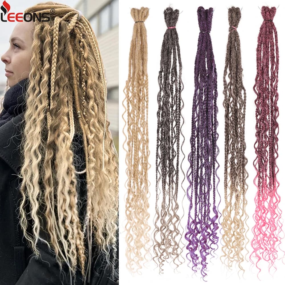 24 "Doppio Attacco Dreadlock Estensione 5/10 Fili Sintetici Boho Box Treccia Dread Estensioni Stile Hippie Dreadlocks Per Le Donne
