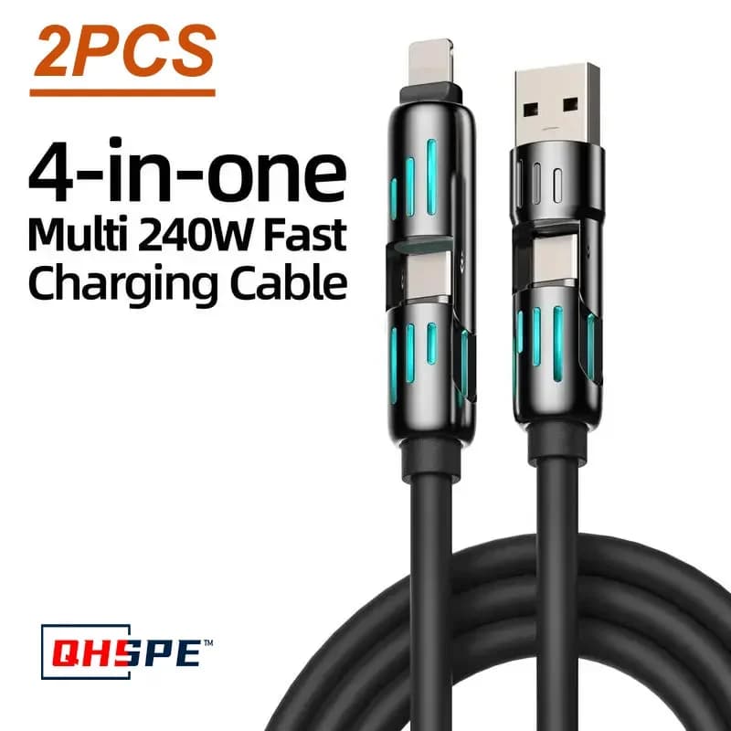 MFISH 4 multifunction USB charging cable in 1 Max 240 W Quick charging Type C Lightning compatible with iPhone 15/16 iPad