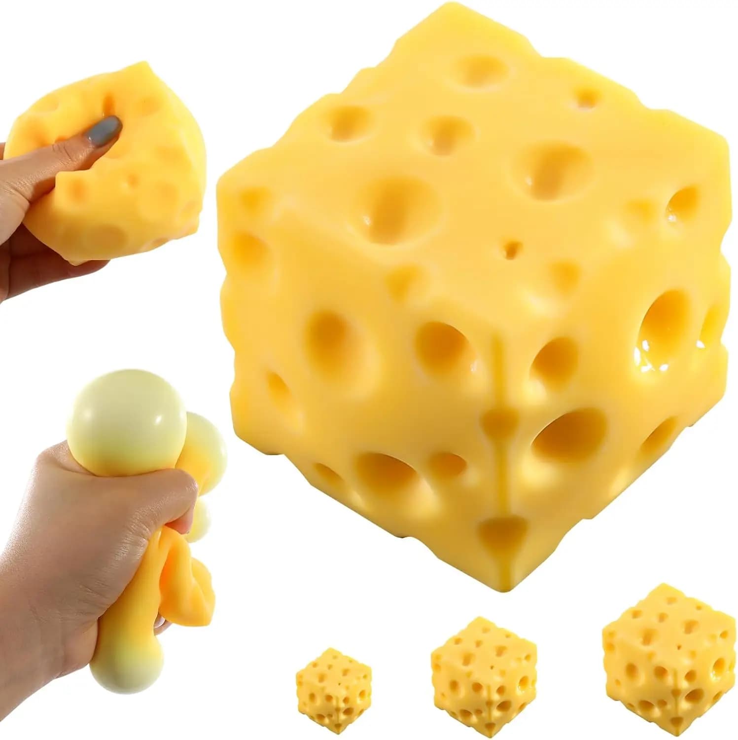 Cheese Squishy (5cm),Cheese Block Squeeze Gifts,Squishies Stress Relief Fidget Gift,Stocking Stuffer Novelty Gift for Birthday