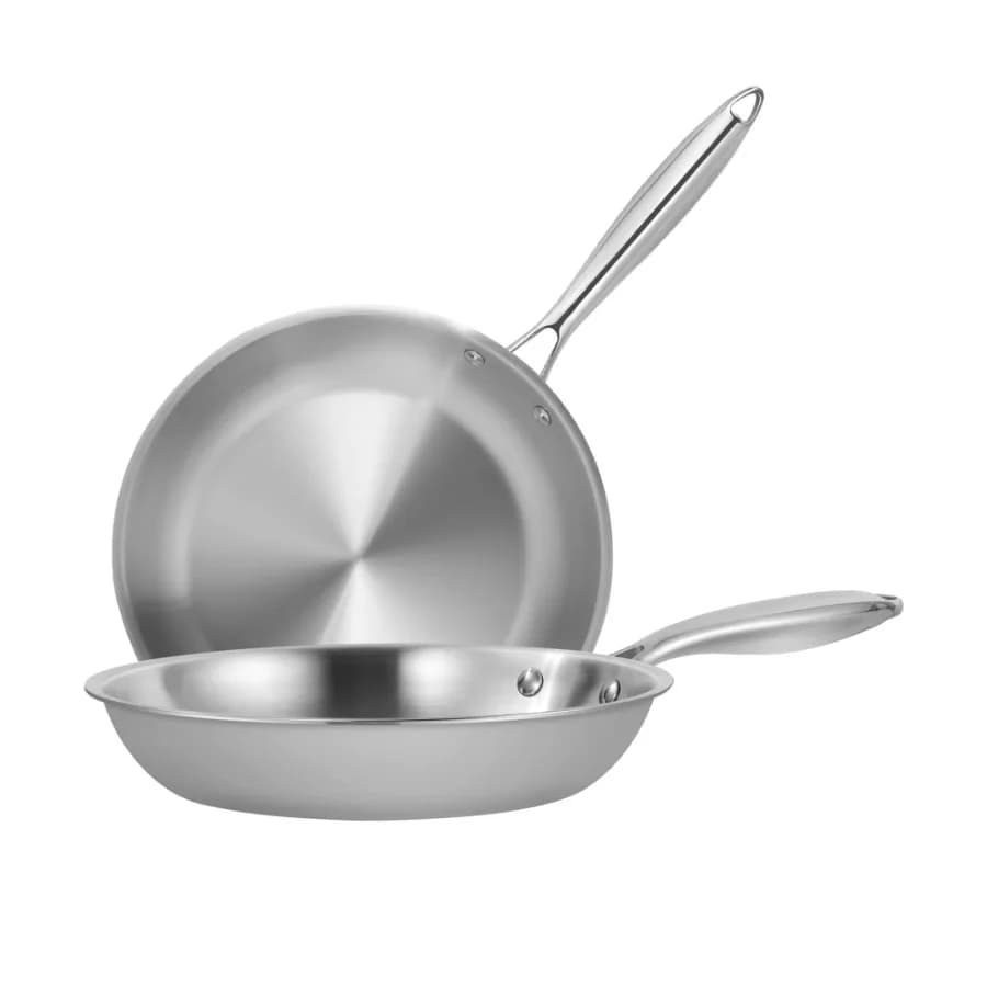 2 Pcs 3 Ply Stainless Steel Fry Pans Nonstick with Premium Magnetic Stainless Exterior Aluminum Core