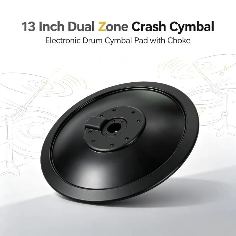 13 Inch Dual Zone Crash Cymbal, Electronic Drum Cymbal Pad with Choke Function for Lemon Drum Kit