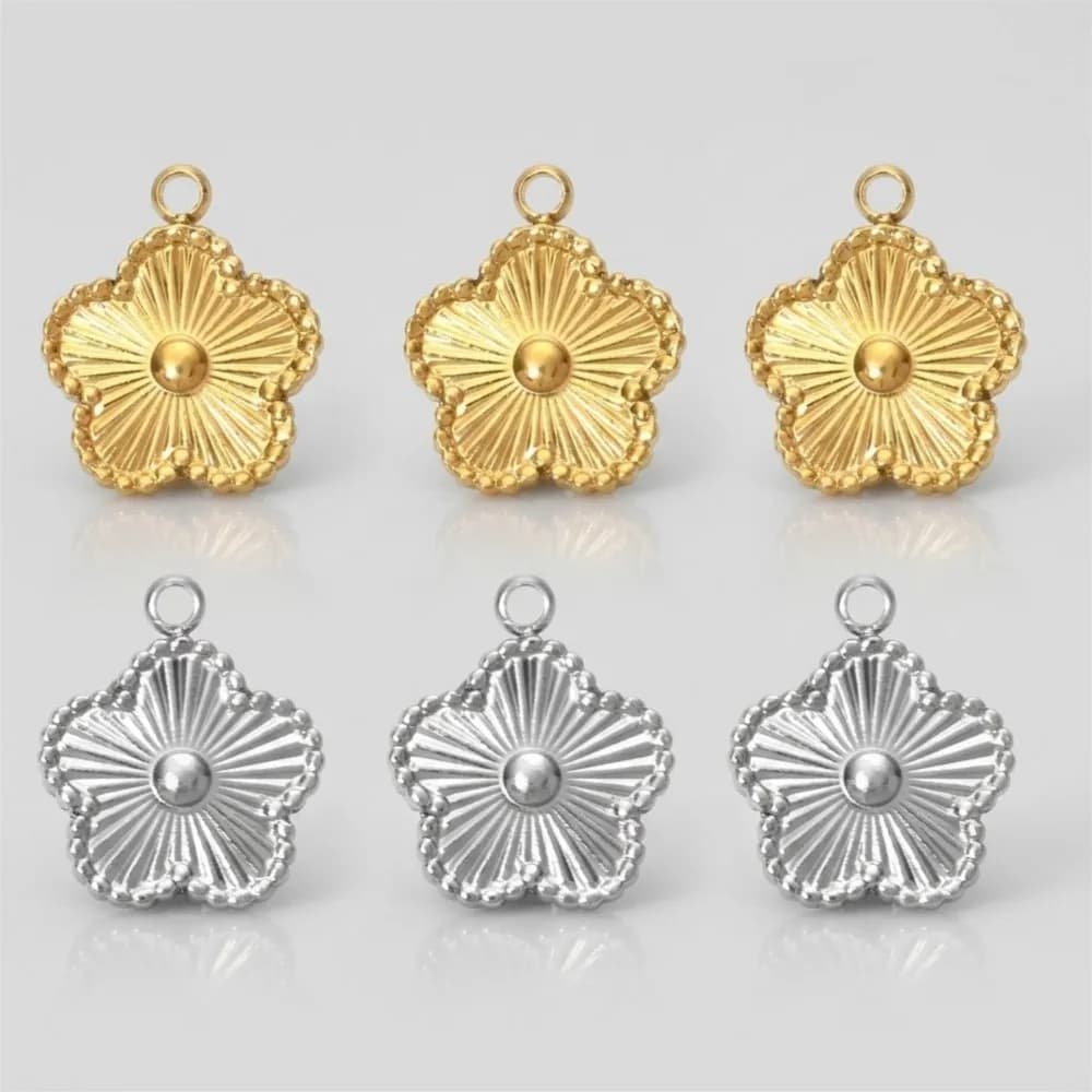 5 Pezzi Ciondoli a Forma di Fiore in Acciaio Inossidabile per Collane da Donna, Orecchini, Bracciali, Charms Fai da Te, Forniture per Creazione Gioielli