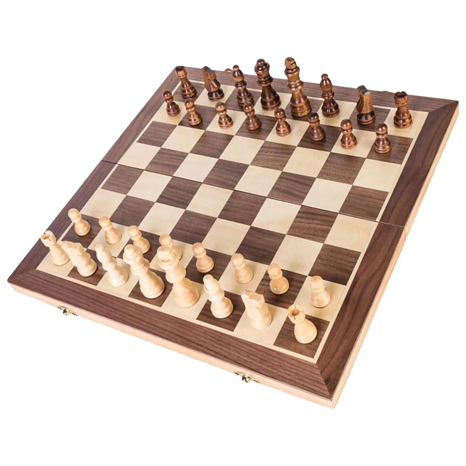 Set di Scacchi Internazionali Pieghevoli in Legno, Scacchiera 40Cm, Pezzi 8Cm, Gioco di Strategia Portatile da Viaggio