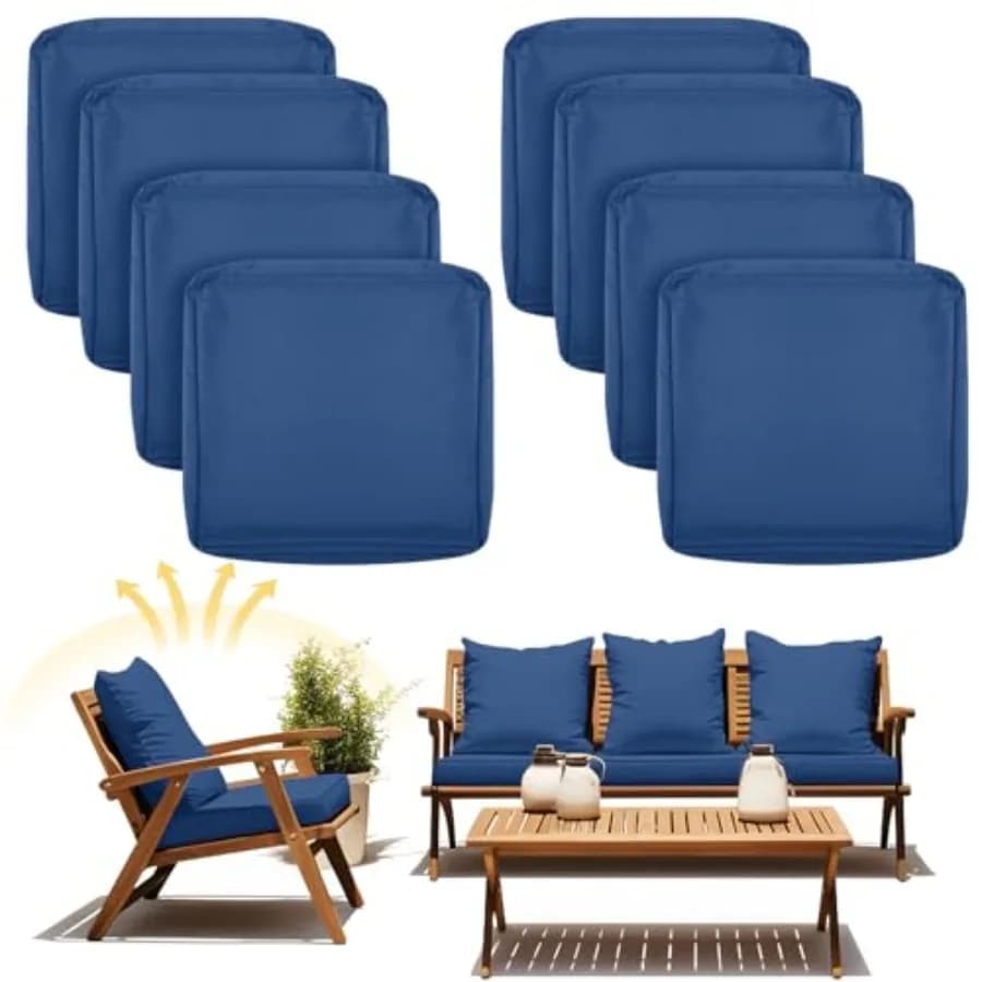 Set di 8 Copricuscini per Patio, Coperture per Cuscini da Esterno, Resistenti ai Raggi UV, Antiscivolo e Impermeabili, per Sedie da Giardino