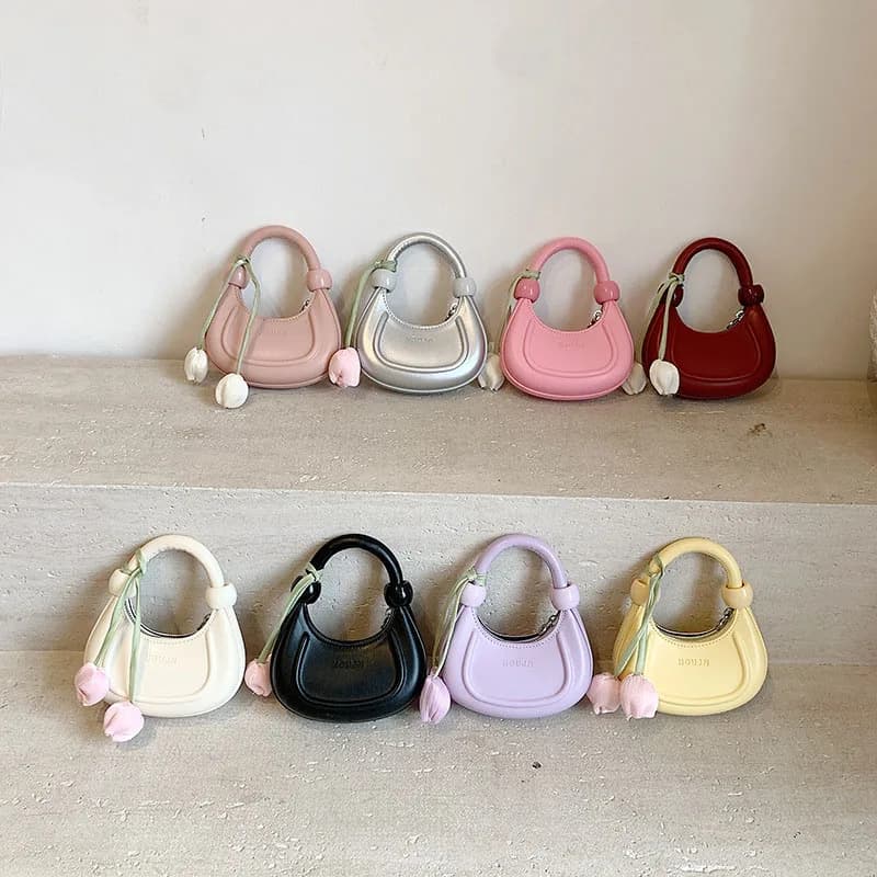 MILANCEL Summer Kids Handbag 5-12T Cute Tulip Girls Shoulder Bag 8 Colors Minimalist Children Mini Bag