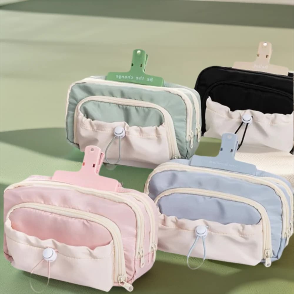 Borsa per penne con cerniera alla moda Borsa per penne con coulisse di grande capacità Scatola per matite a cinque strati Forniture per ufficio scolastico