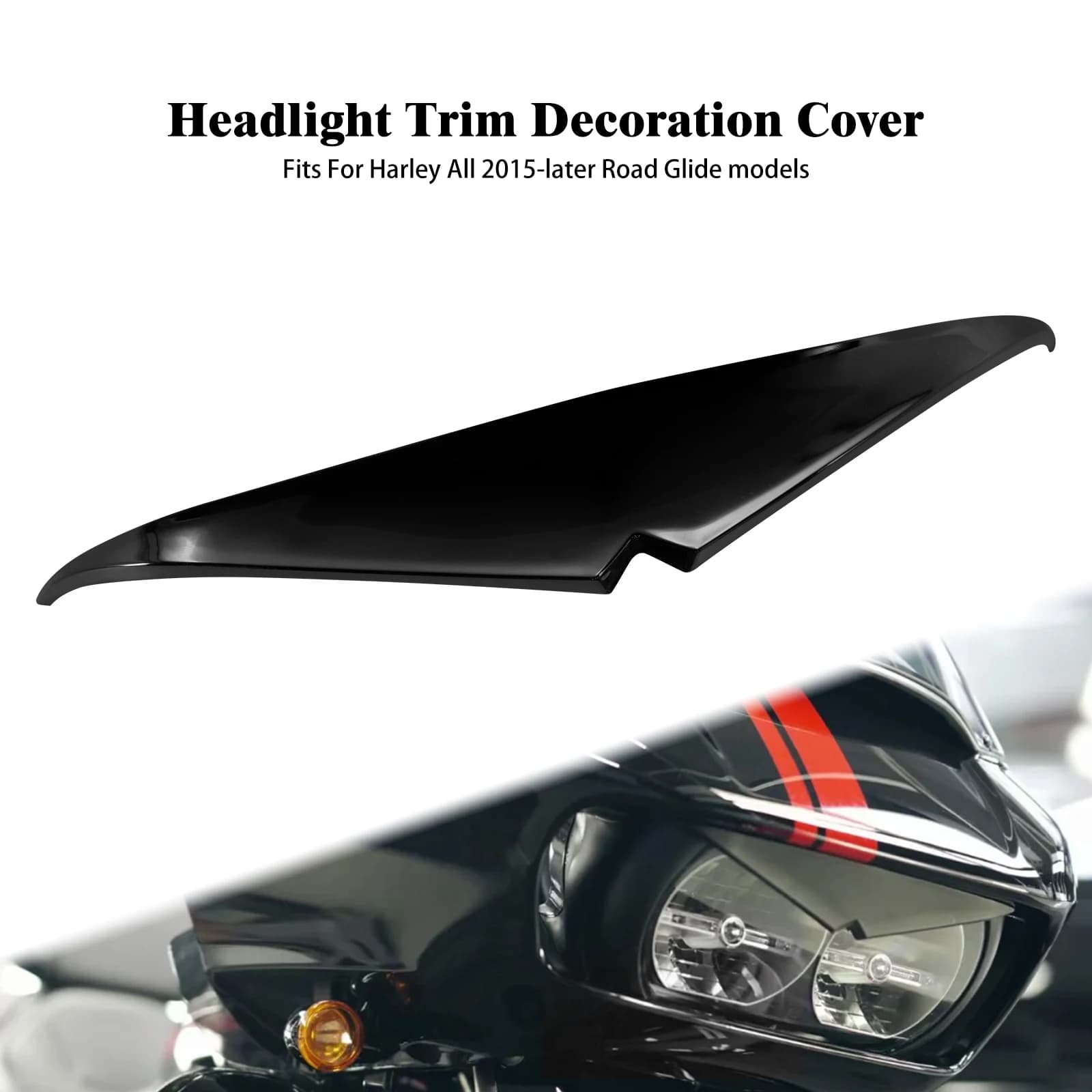 Faro del motociclo Trim Punta Superiore Copertura Visiera Accento Faro Sopracciglio Adesivo Per Harley Touring Road Glide Special 2015-2023