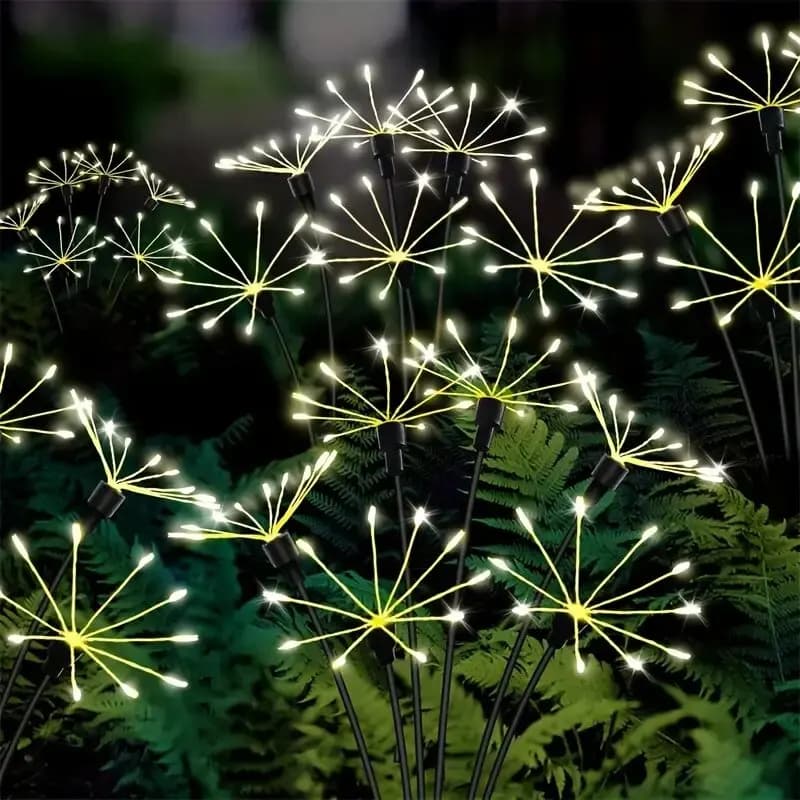 Luci da giardino con fuochi d'artificio a LED solari 1PC, lampada da prato impermeabile per esterni, illuminazione paesaggistica per cortile, passerella, festa, Natale