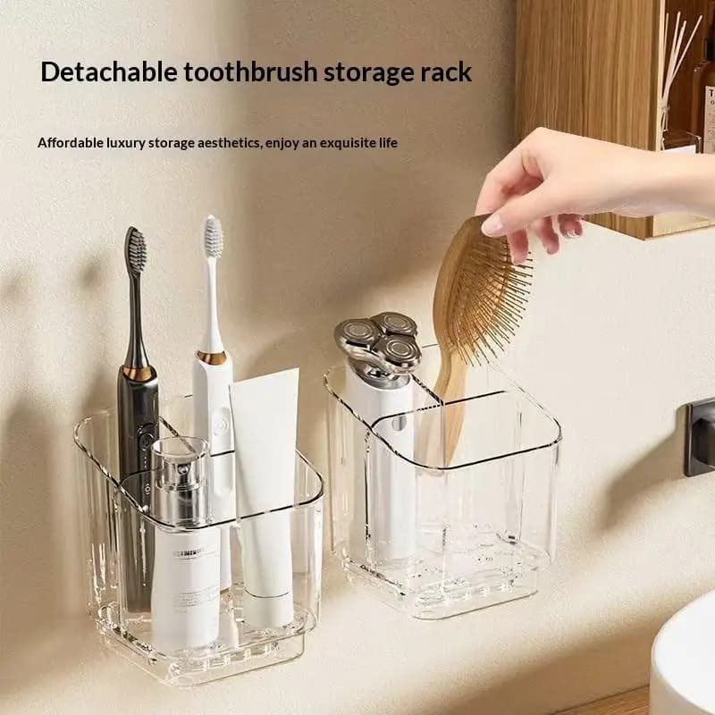 Toothbrush Storage Holder, Large‑Capacity Wall‑Mounted Plastic Bathroom Organizer for Toothbrushes Toothpaste Razors