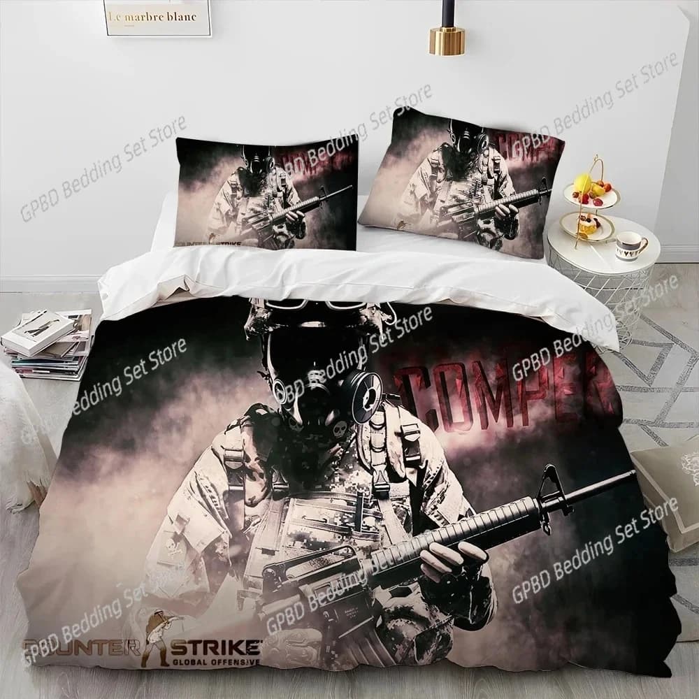 CS GO Game Gamer Counter Strike Comodo copripiumino copripiumino Federa Set biancheria da letto Decorazione camera da letto per bambini Tessili per la casa